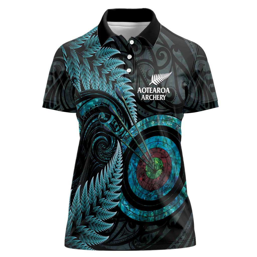 New Zealand Archery Women Polo Shirt Aotearoa Silver Fern Maori - Aussie Hoodie