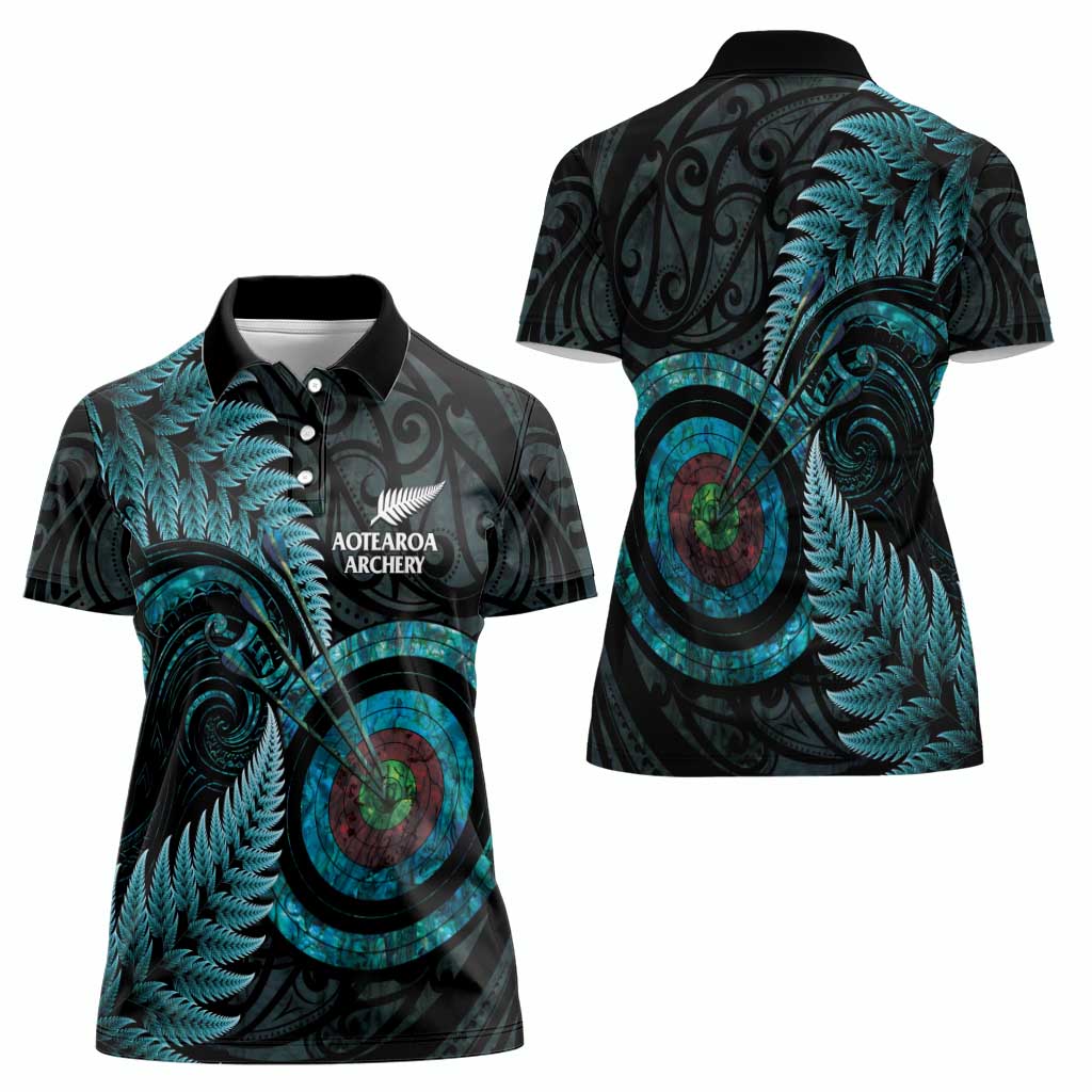 New Zealand Archery Women Polo Shirt Aotearoa Silver Fern Maori - Aussie Hoodie