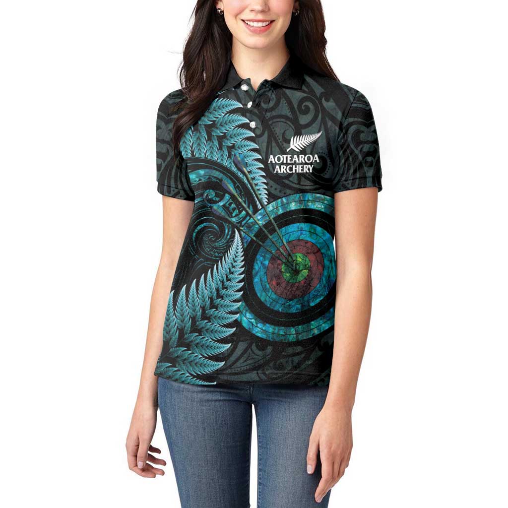 New Zealand Archery Women Polo Shirt Aotearoa Silver Fern Maori - Aussie Hoodie
