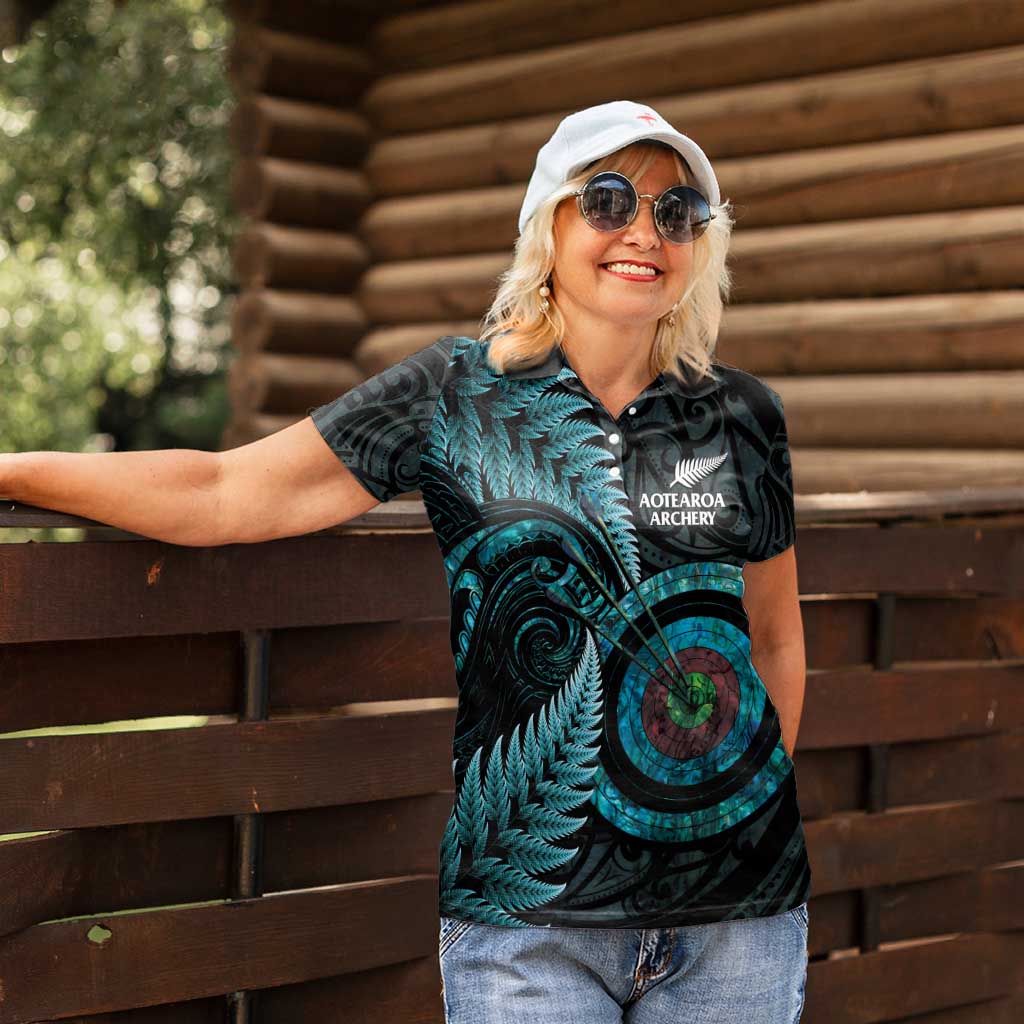 New Zealand Archery Women Polo Shirt Aotearoa Silver Fern Maori - Aussie Hoodie