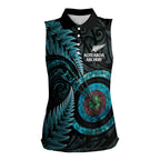 New Zealand Archery Women Sleeveless Polo Shirt Aotearoa Silver Fern Maori - Aussie Hoodie