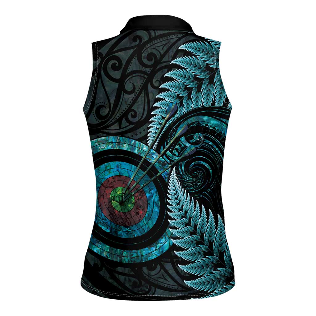 New Zealand Archery Women Sleeveless Polo Shirt Aotearoa Silver Fern Maori - Aussie Hoodie