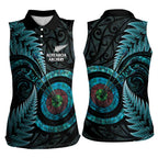 New Zealand Archery Women Sleeveless Polo Shirt Aotearoa Silver Fern Maori - Aussie Hoodie
