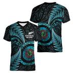 New Zealand Archery Women V-Neck T-Shirt Aotearoa Silver Fern Maori - Aussie Hoodie