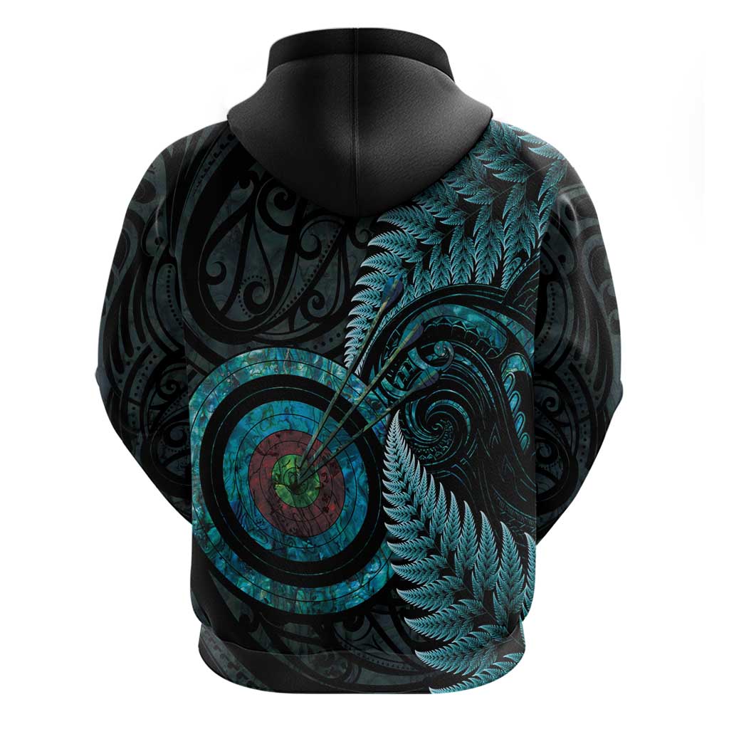 New Zealand Archery Zip Hoodie Aotearoa Silver Fern Maori - Aussie Hoodie