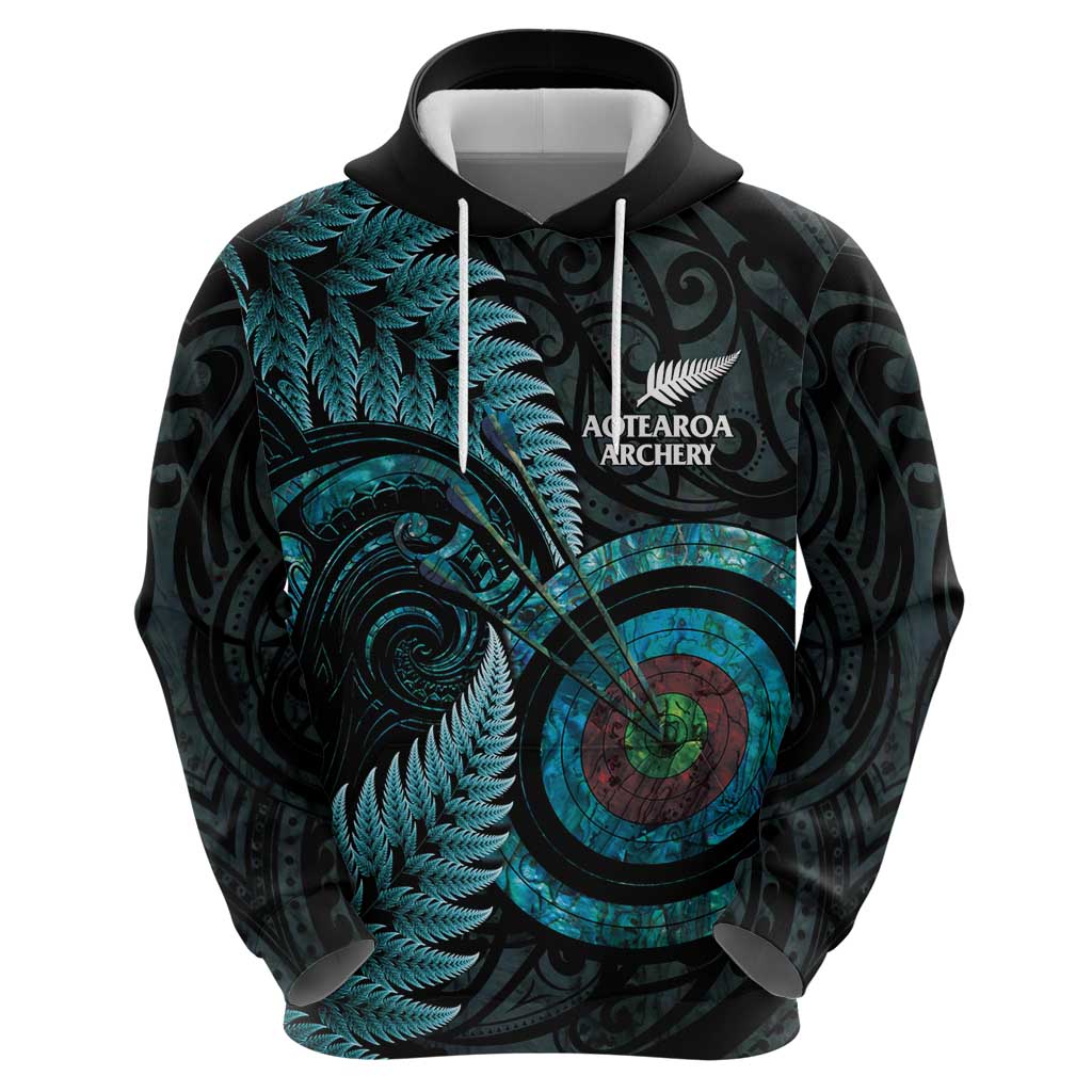 New Zealand Archery Zip Hoodie Aotearoa Silver Fern Maori - Aussie Hoodie
