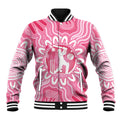 Australia Cricket Breast Cancer Personalised Baseball Jacket Pink Ribbon Aboriginal Art