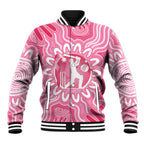 Australia Cricket Breast Cancer Personalised Baseball Jacket Pink Ribbon Aboriginal Art