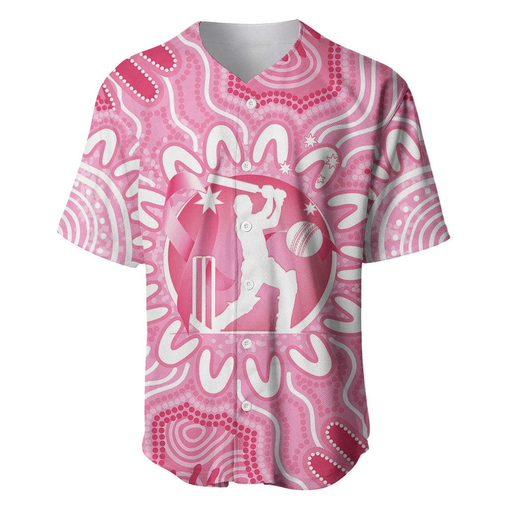 Australia Cricket Breast Cancer Personalised Baseball Jersey Pink Ribbon Aboriginal Art
