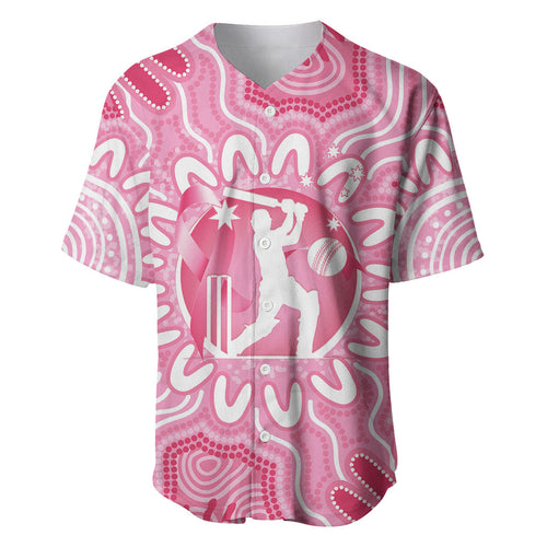 Australia Cricket Breast Cancer Personalised Baseball Jersey Pink Ribbon Aboriginal Art