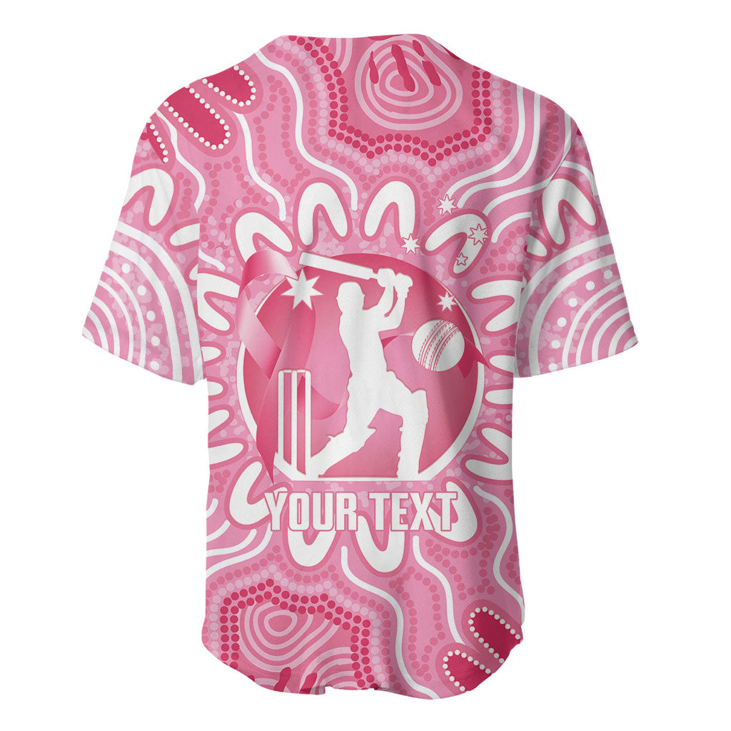 Australia Cricket Breast Cancer Personalised Baseball Jersey Pink Ribbon Aboriginal Art