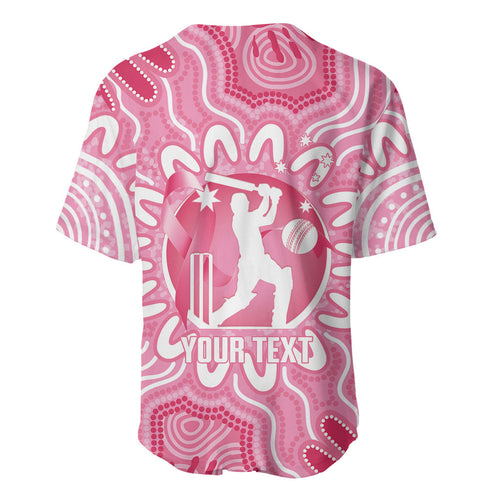 Australia Cricket Breast Cancer Personalised Baseball Jersey Pink Ribbon Aboriginal Art