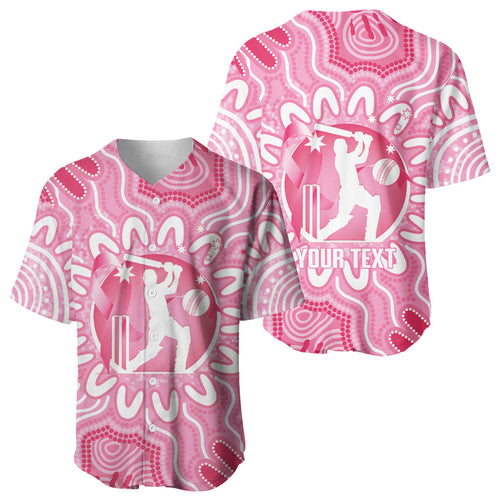 Australia Cricket Breast Cancer Personalised Baseball Jersey Pink Ribbon Aboriginal Art