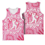 Australia Cricket Breast Cancer Personalised Basketball Jersey Pink Ribbon Aboriginal Art