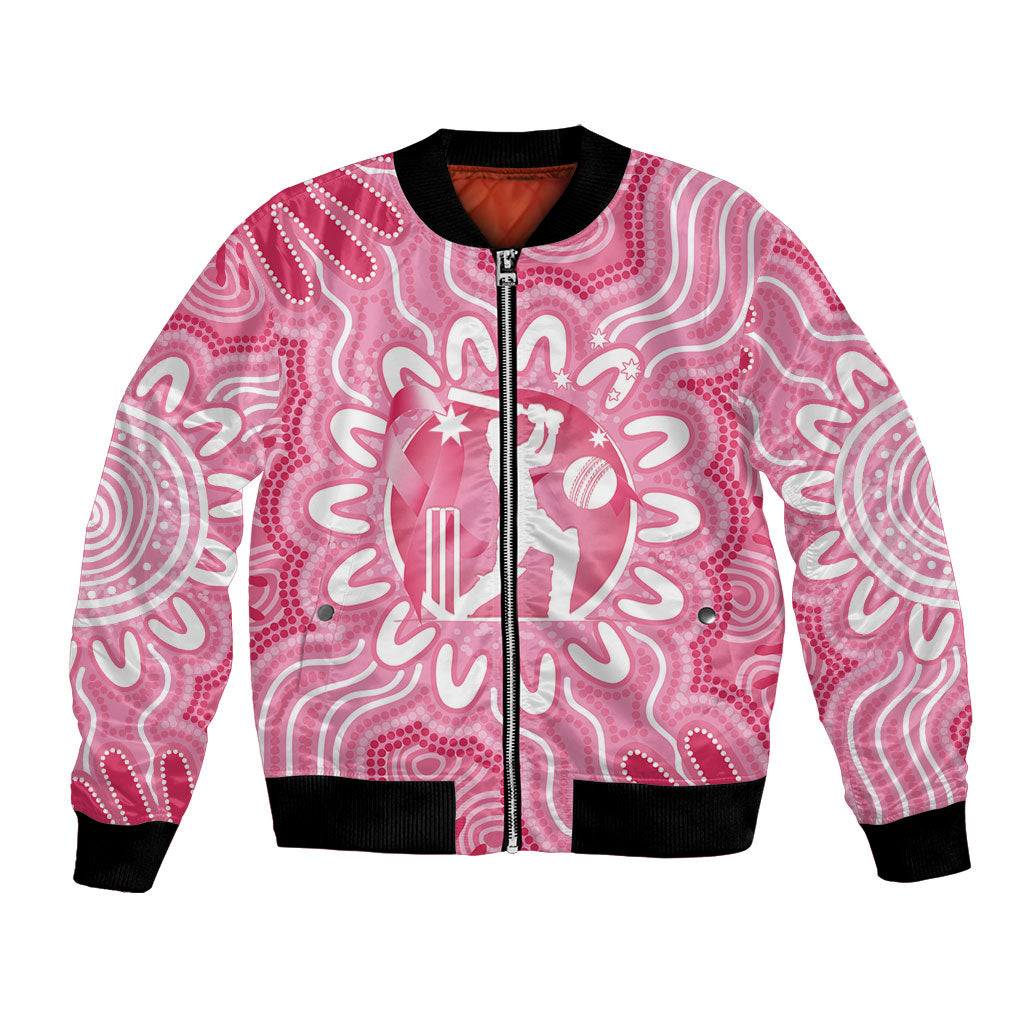 Australia Cricket Breast Cancer Personalised Bomber Jacket Pink Ribbon Aboriginal Art