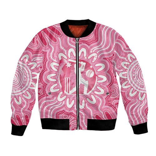 Australia Cricket Breast Cancer Personalised Bomber Jacket Pink Ribbon Aboriginal Art