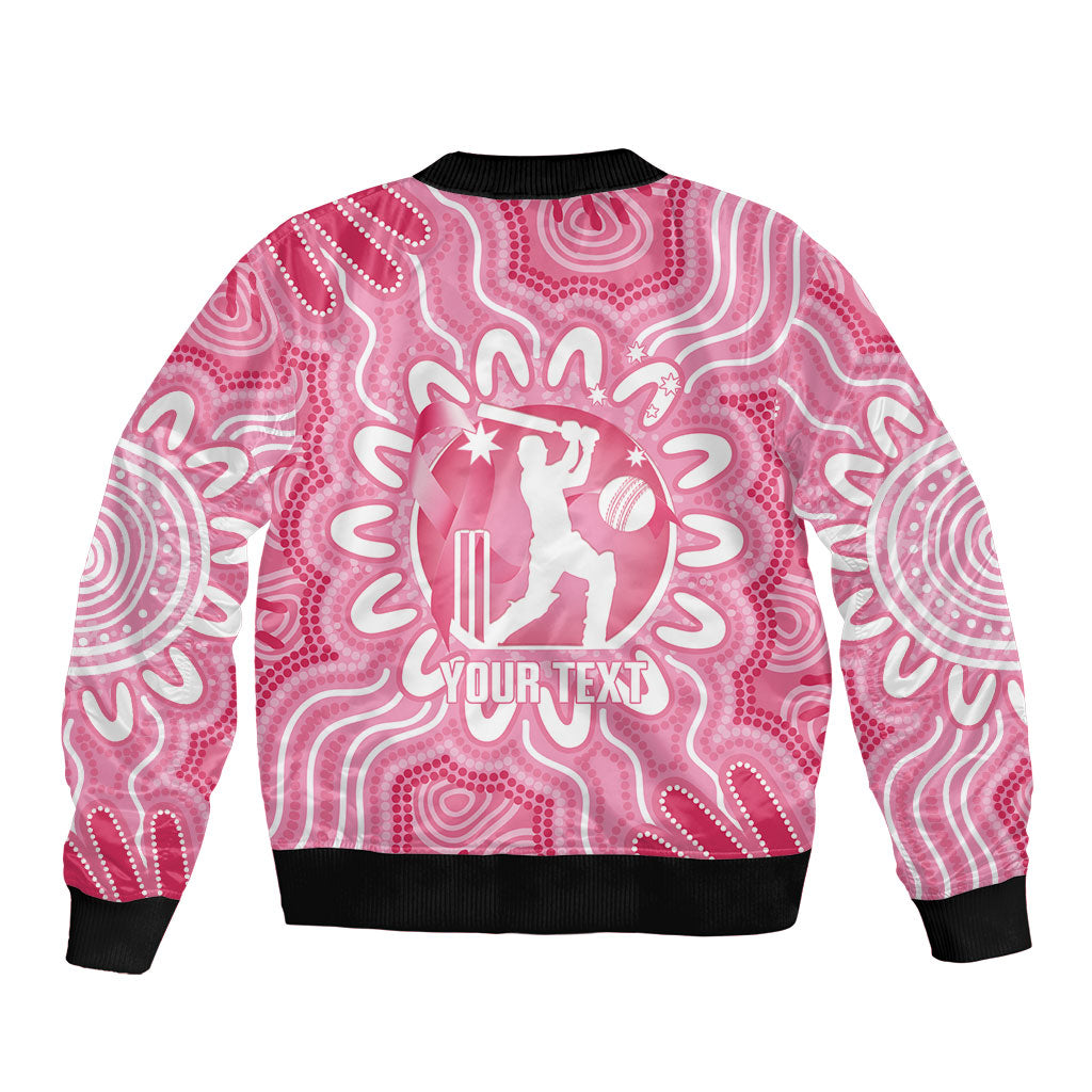 Australia Cricket Breast Cancer Personalised Bomber Jacket Pink Ribbon Aboriginal Art