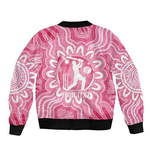 Australia Cricket Breast Cancer Personalised Bomber Jacket Pink Ribbon Aboriginal Art
