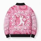 Australia Cricket Breast Cancer Personalised Bomber Puffer Jacket Pink Ribbon Aboriginal Art
