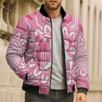 Australia Cricket Breast Cancer Personalised Bomber Puffer Jacket Pink Ribbon Aboriginal Art