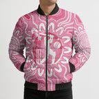 Australia Cricket Breast Cancer Personalised Bomber Puffer Jacket Pink Ribbon Aboriginal Art