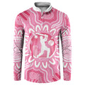 Australia Cricket Breast Cancer Personalised Button Sweatshirt Pink Ribbon Aboriginal Art