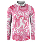 Australia Cricket Breast Cancer Personalised Button Sweatshirt Pink Ribbon Aboriginal Art
