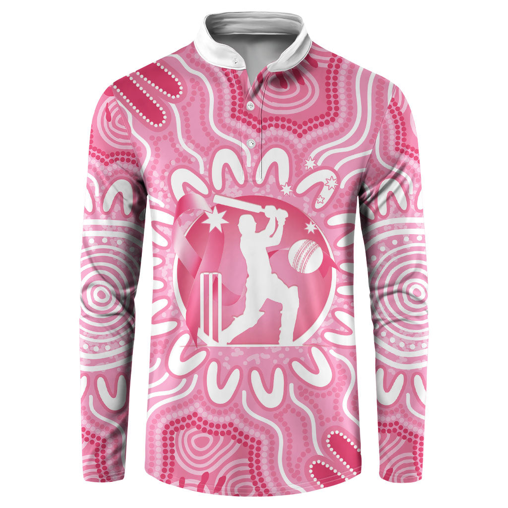 Australia Cricket Breast Cancer Personalised Button Sweatshirt Pink Ribbon Aboriginal Art