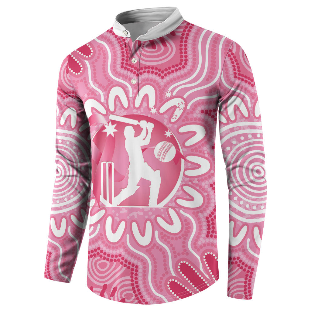 Australia Cricket Breast Cancer Personalised Button Sweatshirt Pink Ribbon Aboriginal Art