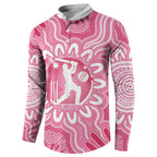 Australia Cricket Breast Cancer Personalised Button Sweatshirt Pink Ribbon Aboriginal Art