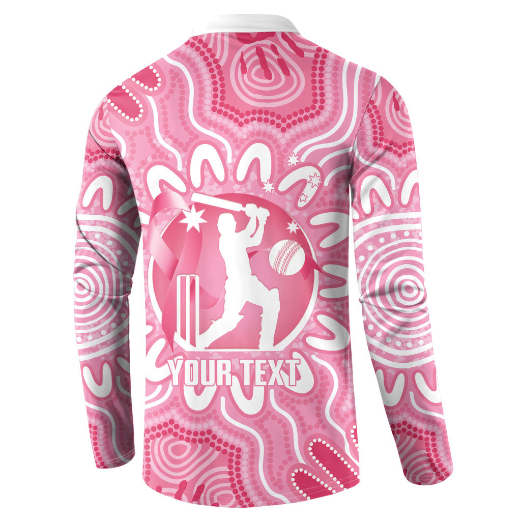 Australia Cricket Breast Cancer Personalised Button Sweatshirt Pink Ribbon Aboriginal Art