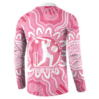 Australia Cricket Breast Cancer Personalised Button Sweatshirt Pink Ribbon Aboriginal Art