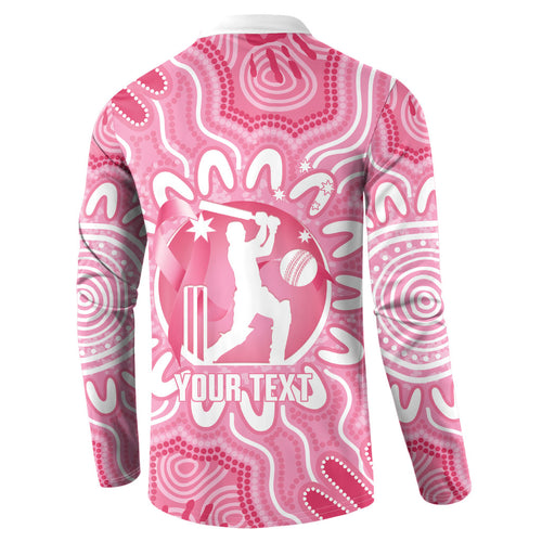 Australia Cricket Breast Cancer Personalised Button Sweatshirt Pink Ribbon Aboriginal Art