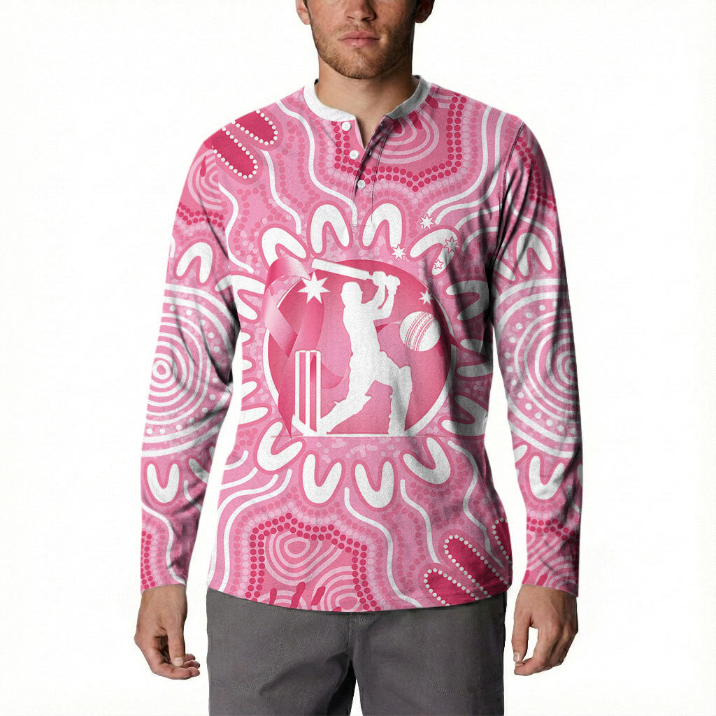 Australia Cricket Breast Cancer Personalised Button Sweatshirt Pink Ribbon Aboriginal Art