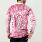 Australia Cricket Breast Cancer Personalised Button Sweatshirt Pink Ribbon Aboriginal Art