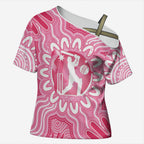 Australia Cricket Breast Cancer Personalised Cross Shoulder Shirt Pink Ribbon Aboriginal Art