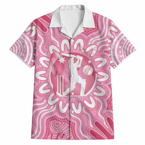 Australia Cricket Breast Cancer Personalised Hawaiian Shirt Pink Ribbon Aboriginal Art