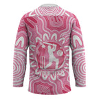 Australia Cricket Breast Cancer Personalised Hockey Jersey Pink Ribbon Aboriginal Art