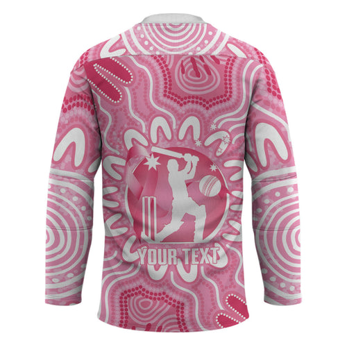 Australia Cricket Breast Cancer Personalised Hockey Jersey Pink Ribbon Aboriginal Art
