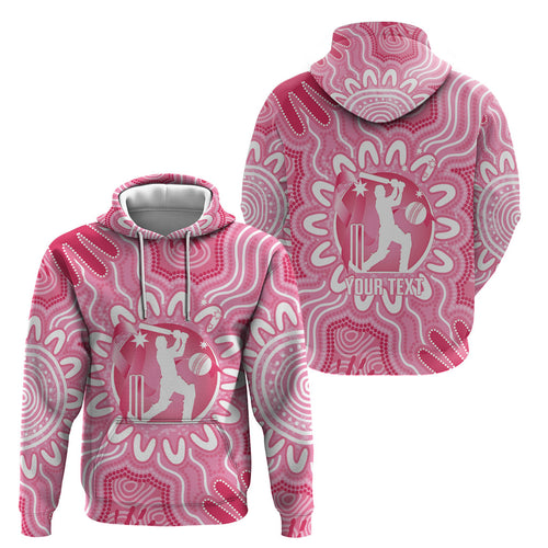Australia Cricket Breast Cancer Personalised Hoodie Pink Ribbon Aboriginal Art