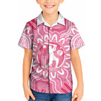 Australia Cricket Breast Cancer Personalised Kid Hawaiian Shirt Pink Ribbon Aboriginal Art