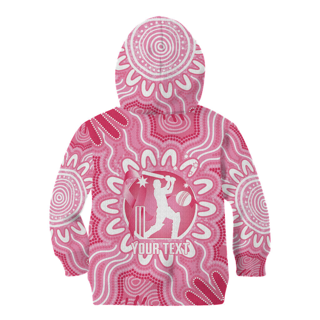 Australia Cricket Breast Cancer Personalised Kid Hoodie Pink Ribbon Aboriginal Art