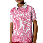 Australia Cricket Breast Cancer Personalised Kid Polo Shirt Pink Ribbon Aboriginal Art
