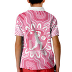Australia Cricket Breast Cancer Personalised Kid Polo Shirt Pink Ribbon Aboriginal Art