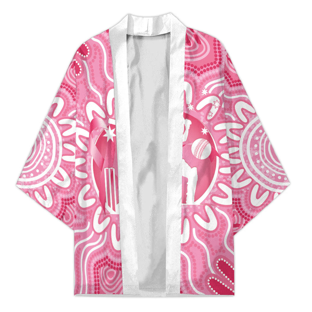 Australia Cricket Breast Cancer Personalised Kimono Pink Ribbon Aboriginal Art
