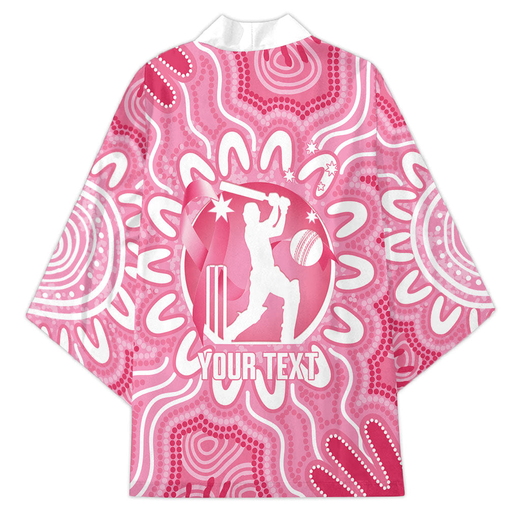 Australia Cricket Breast Cancer Personalised Kimono Pink Ribbon Aboriginal Art