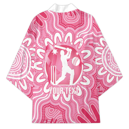 Australia Cricket Breast Cancer Personalised Kimono Pink Ribbon Aboriginal Art