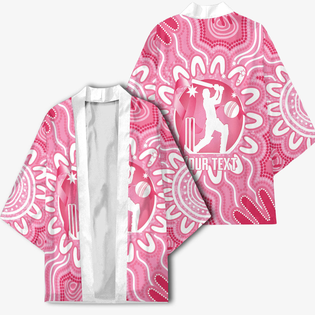 Australia Cricket Breast Cancer Personalised Kimono Pink Ribbon Aboriginal Art