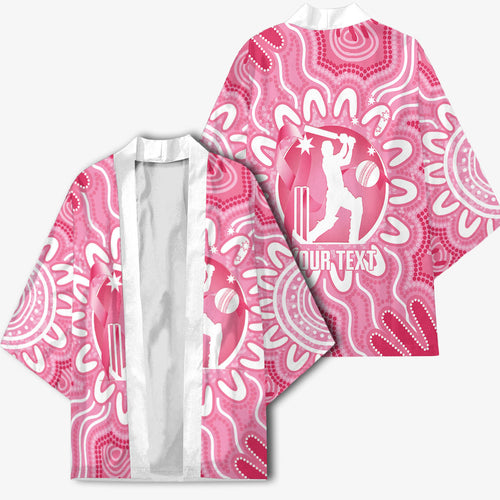 Australia Cricket Breast Cancer Personalised Kimono Pink Ribbon Aboriginal Art