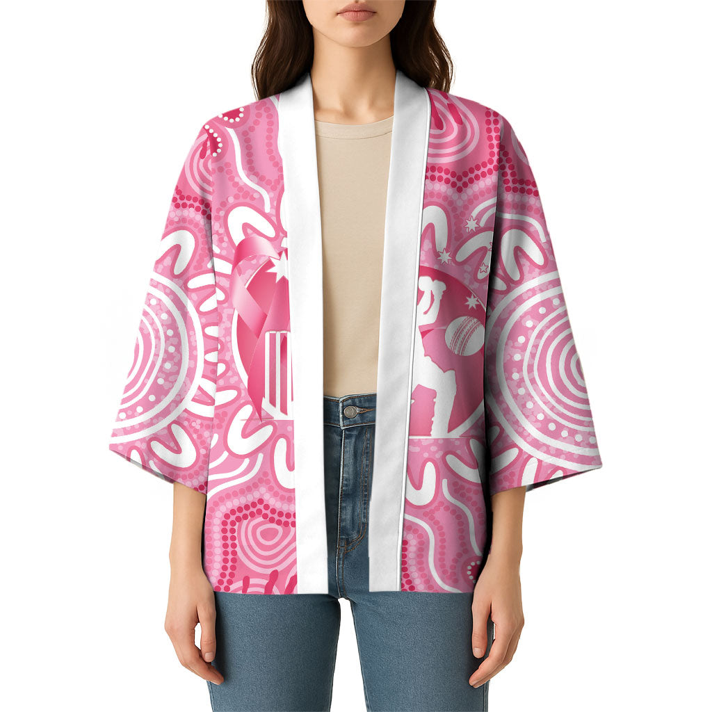 Australia Cricket Breast Cancer Personalised Kimono Pink Ribbon Aboriginal Art